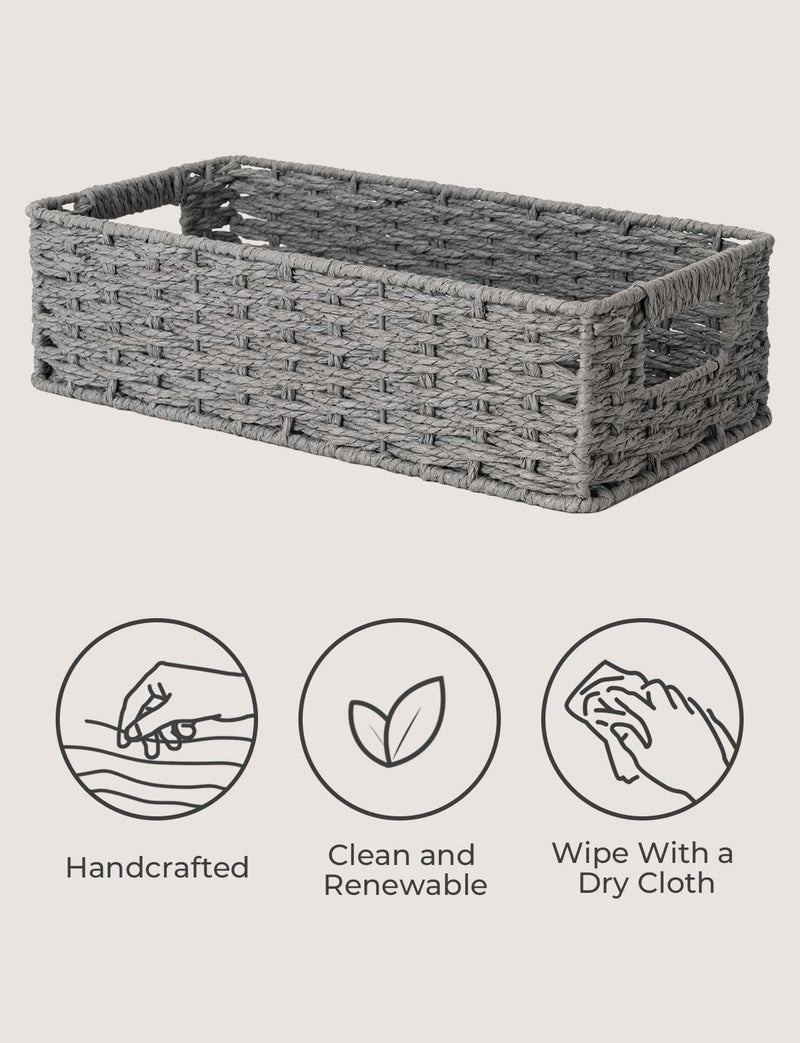 StorageWorks Toilet Tank Basket for Bathroom, Round Paper Rope Wicker Storage Basket Back of Toilet Tank Top, 14 ¼"L x 6 ¾"W x 3 ¾"H, 1 Pack - Image 4